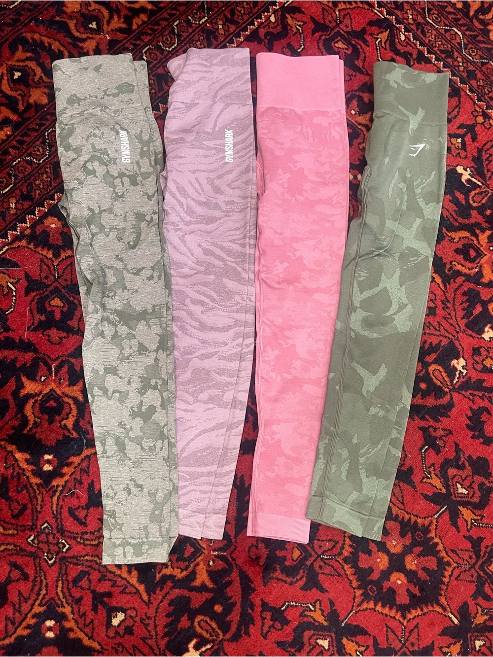 Gymshark Kids Camouflage Leggings Trio in Pink and Green Tones